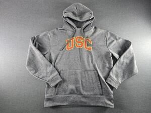 USC Trojans Hoodie Sweatshirt Mens Large Gray NCAA Football Authentic Apparel